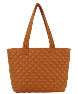 Quilted Puffy Tote Bag JYE-0503 LIGHT BROWN